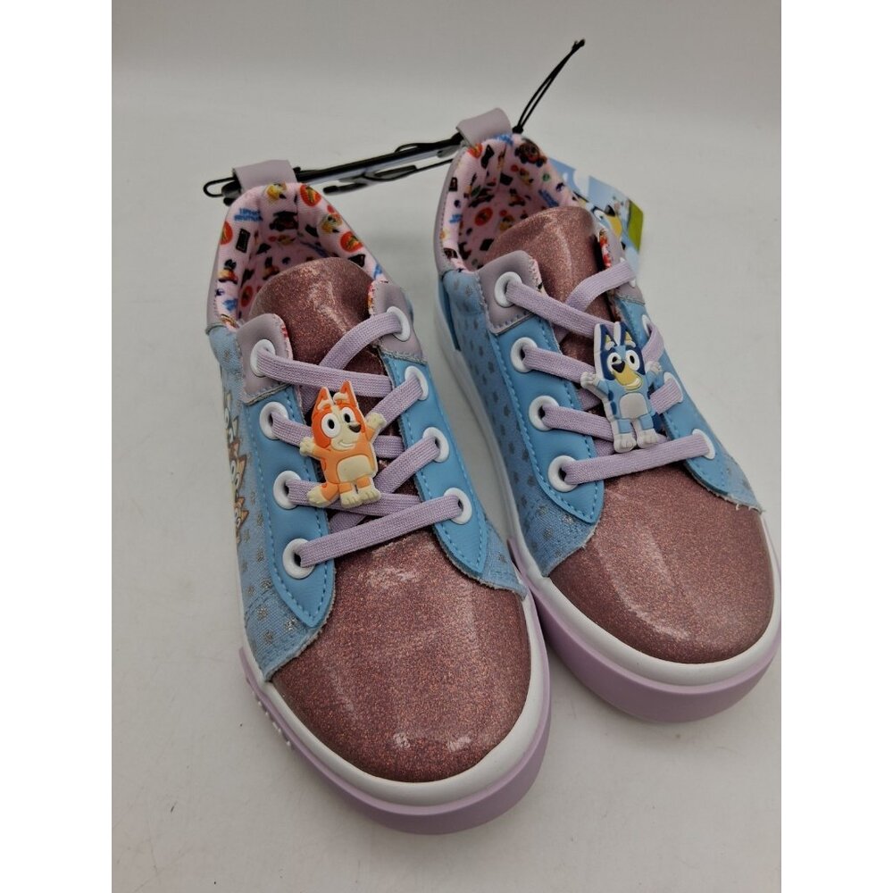 Bluey Sneakers Toddler Kids Size 12 Blue Purple Slip On Elastic Lace Shoes - Picture 2 of 10